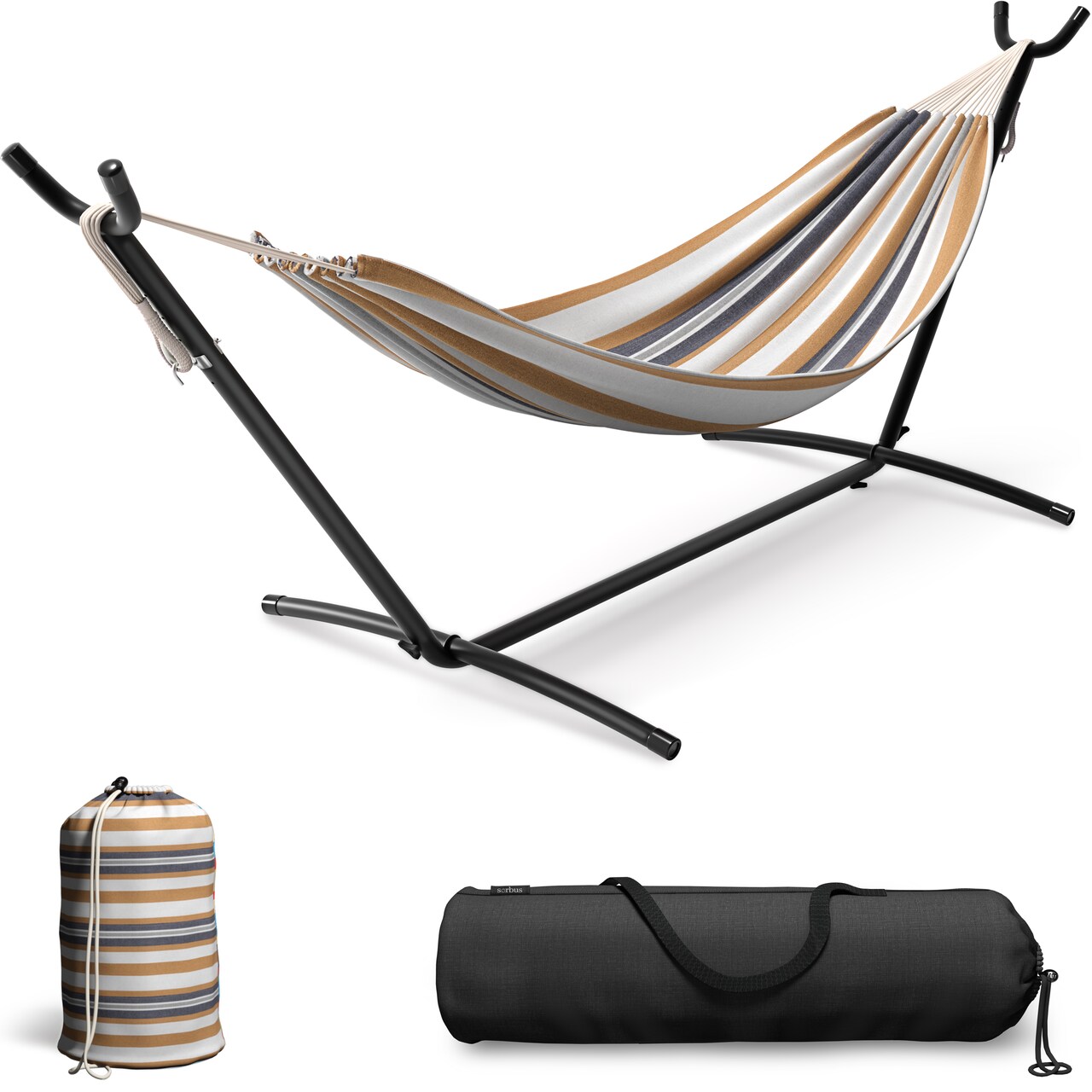 Sorbus Double Hammock With Steel Stand - Portable Carrying Case
